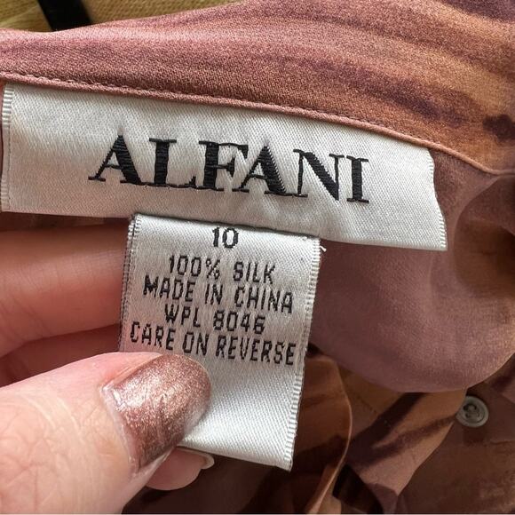 Alfani Abstract Line Print Ombre Button Front Silk Shirt - Picture 8 of 8